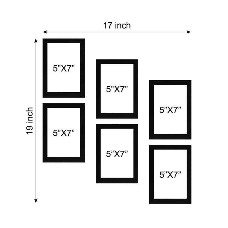 Amazon Brand - Solimo Collage Set of 6 Black Photo Frames (5 X 7 Inch - 6)