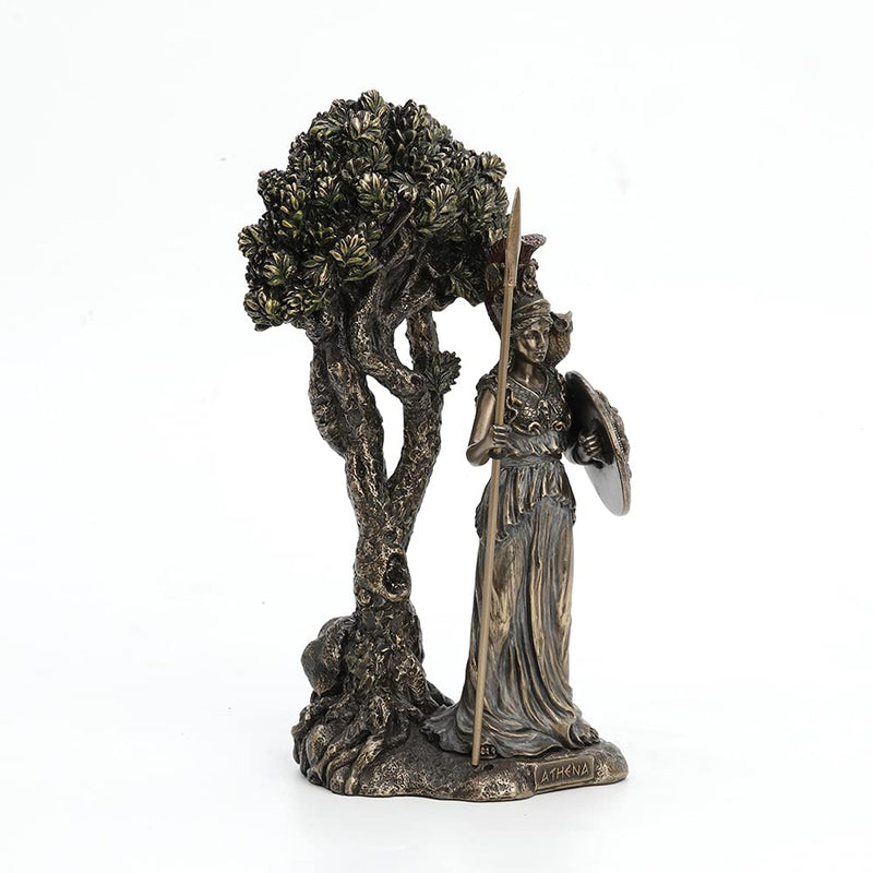 Veronese Design Resin Statues Greek Goddess Athena Under Olive Tree Bronze Finish Statue 5.25 X 9.5 X 4.5 Inches Bronze