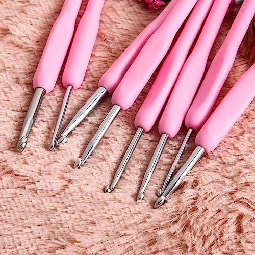 Syga Set 8 Size Soft Plastic Handle Aluminum Crochet Hook Knit Needle Crochet Hook Needles Sizes from 2.5Mm to 6Mm