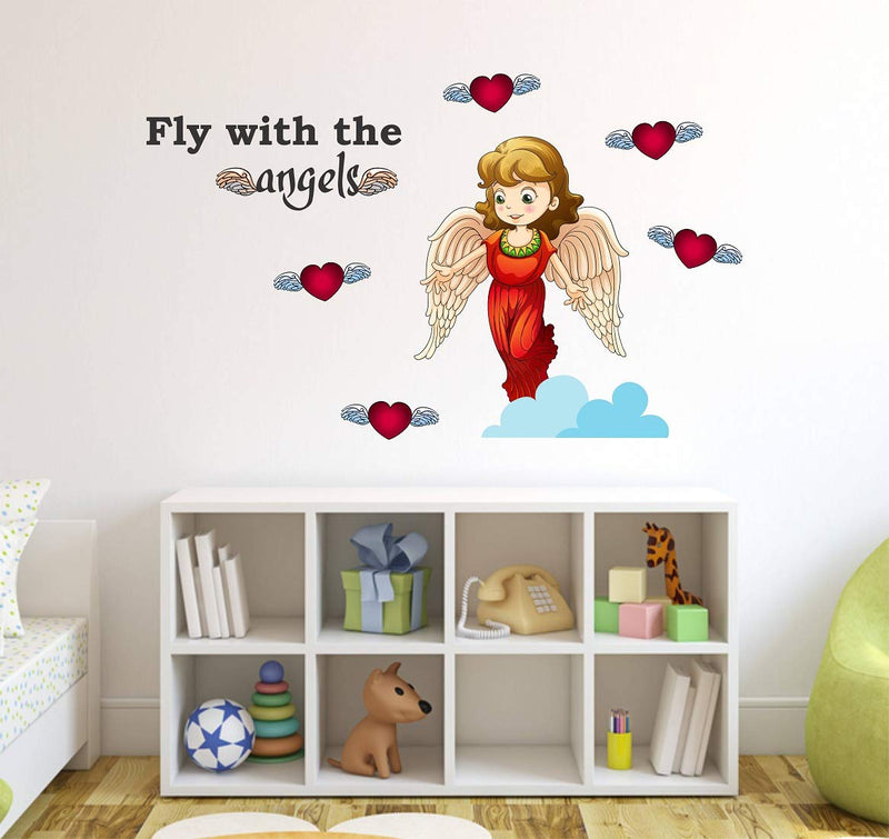 Tuffuk Fly with Angels Large Vinyl Wallstickers for Home Decorations(110 cm x 70 cm)5TZ243