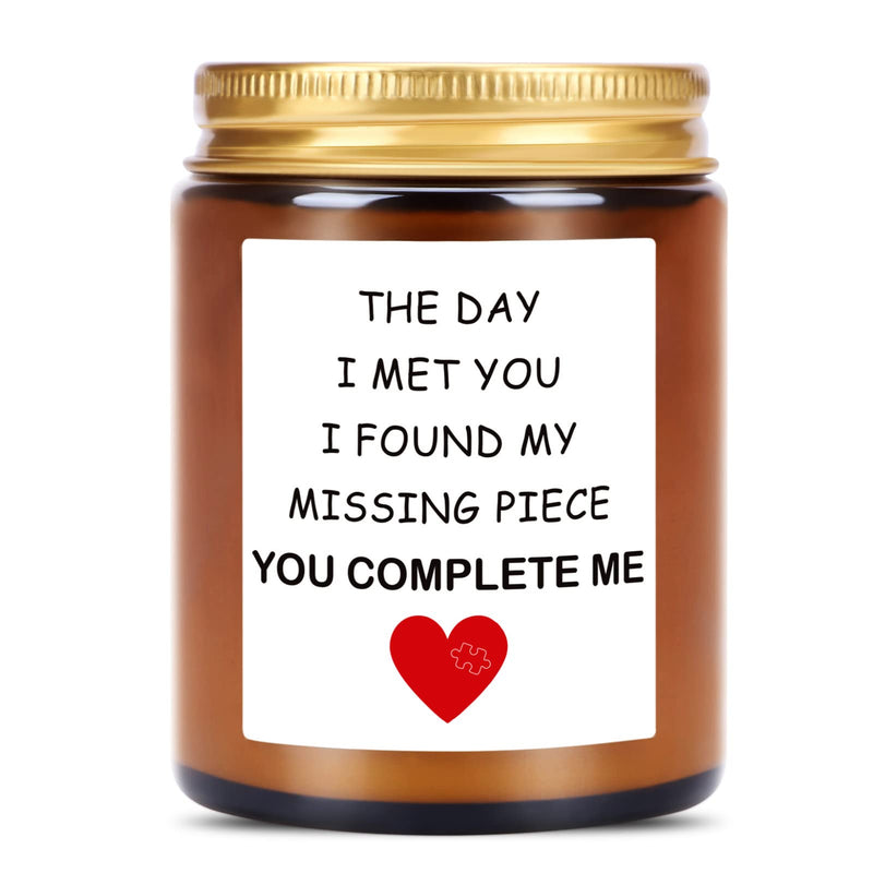 The Day I Met You I Found My Missing Piece, Valentine's Day Wedding Romantic Marriage Gifts for Wife from Husband, Wife Birthday Christmas Gifts, Lavander Scented Candles