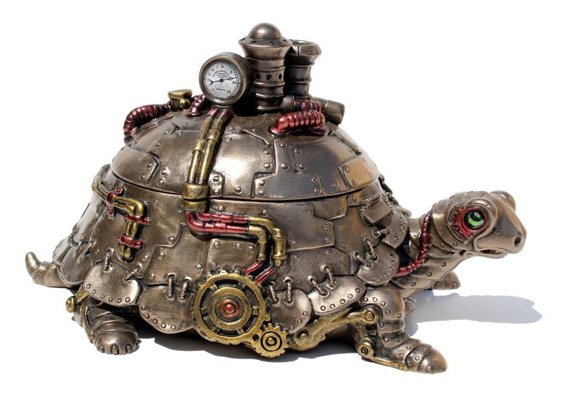 Veronese Steampunk Tortoise Turtle Trinket Box Cold Cast Bronze Statue