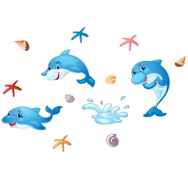 Tuffuk Dolphins Large Vinyl Wallstickers for Home Decorations(110 cm x 80 cm)5TZ234