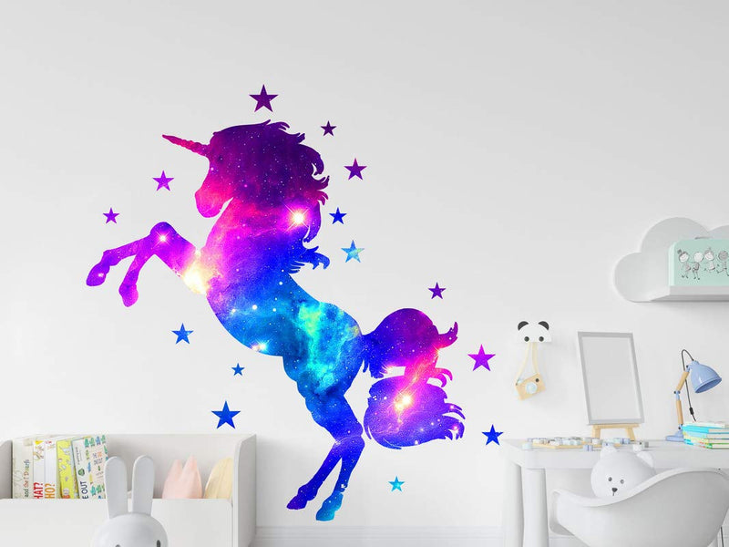 DivineDesigns™ Galaxy Unicorn Vinyl Wall Sticker for Living Room, Bedroom, Office Hotel Entrence Decioration Anime, Pack of 1 (24 X24 Inch)