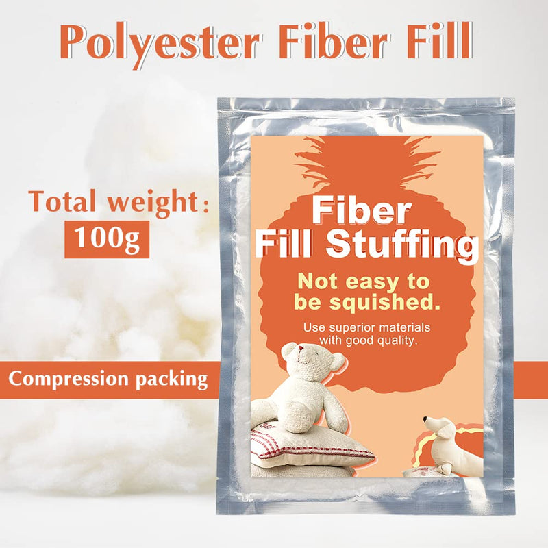 Polyester Fiber Fill, White High Resilience Fill Fiber, Pillow Filling Stuffing, High Resilience Fill Fiber for Stuffed Animal Crafts, Pillow Filling, Cushion Quilts Paddings(100g/3.5oz)