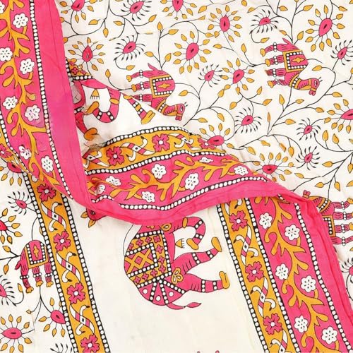 fashhub Jaipuri Razai Soft Light Weight Original Pure Cotton Winter and Summer Rajasthani Traditional Jaipuri Ac Quilt Single Bed (Pink Camel)