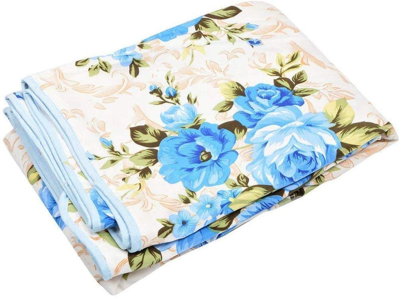 J Shree Pilling Super Soft Floral Print Blue Flowers Bunch Poly Cotton Double Bed Quilt/AC Dohar/Summer AC Blanket