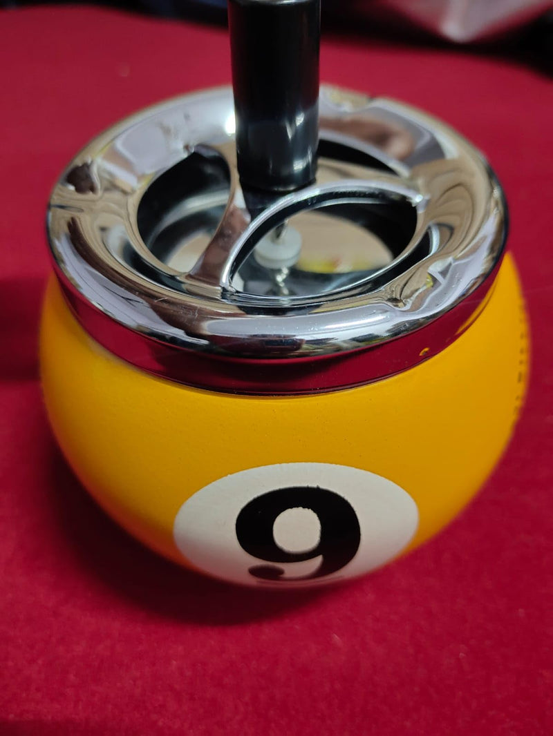ABA Snooker and Pool 9 Ball Billiard Table Ashtray, Chrome-Plated Metal, Yellow