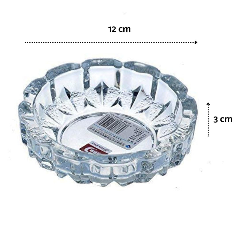 HappinessHills Classic Diamond Cut Crystal Round Ashtray, 1 pcs | 12.7 x 12.7 x 3.8 cm