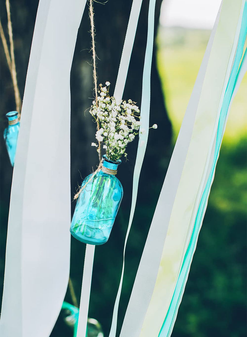 Serene Spaces Living Blue Medicine Bottle Bud Vases, Set of 6 - Semi-Transparent Antique Vases Provide Vintage Style Anywhere, 5.25" Tall
