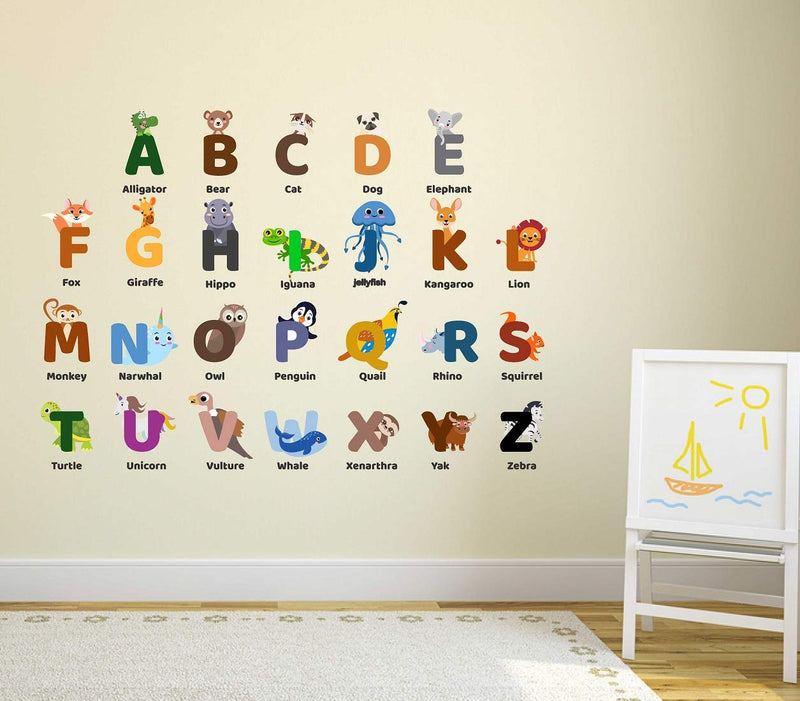 Tuffuk Kids Alphabets Multi Extra Large PVC Vinyl Wallsticker for Home Decorations(80 cm x 110 cm)6TZ100