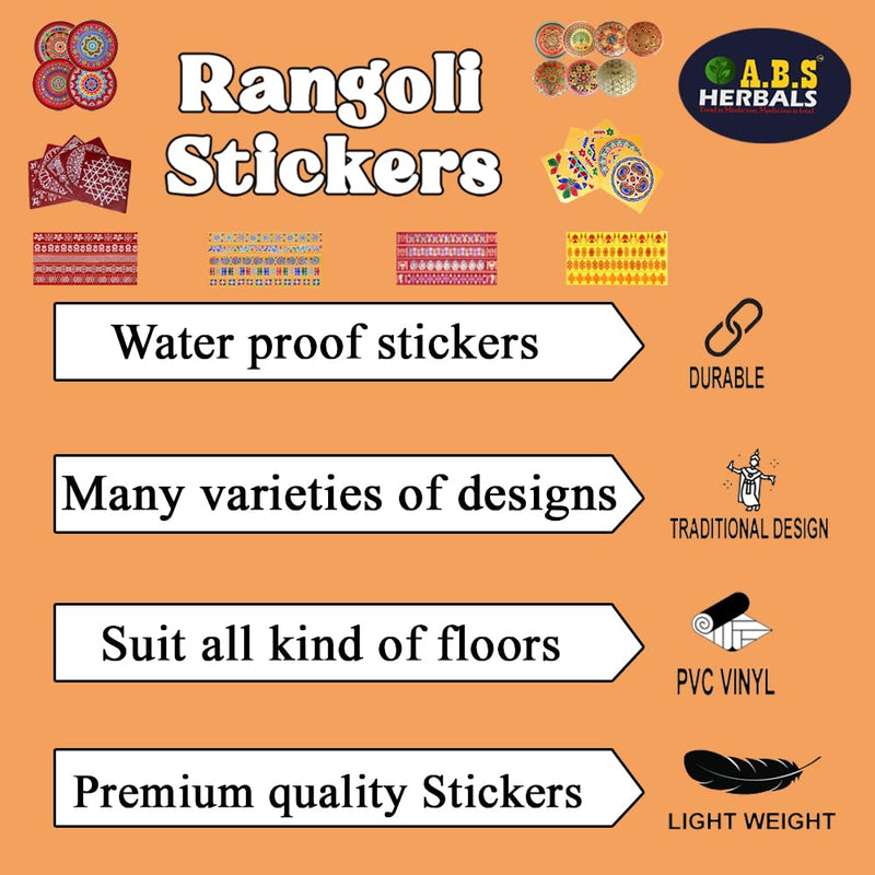 ABS HERBALS:Rangoli Sticker, Kolam Sticker for : Wall, Tile, Floor, Steel Sticker[Model:MB1,MP4]