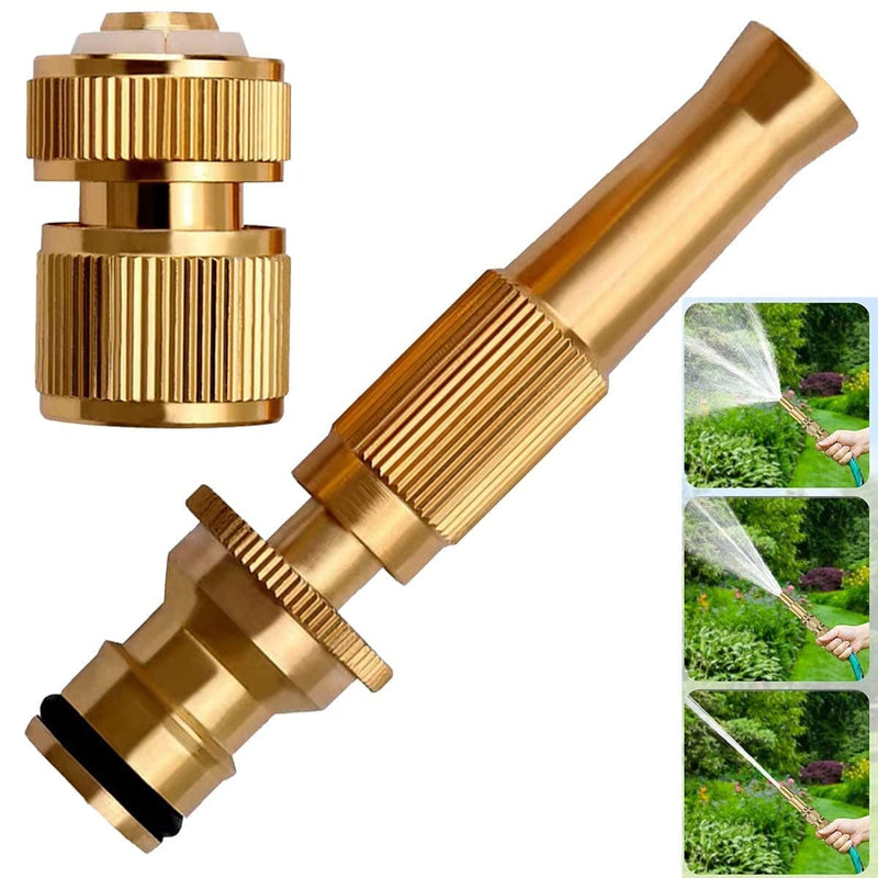 SeCro Adjustable Pure-BRASS Water Spray Nozzle 1/2”, Brass Fitting Set, for Hand Watering Garden Plants Lawn Washing Cars and Showering Pets Fittings.