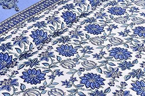 Braise Premium | King Size |100% Pure Cotton | Double Bedsheet with 2 Pillow Covers (Sea Blue)