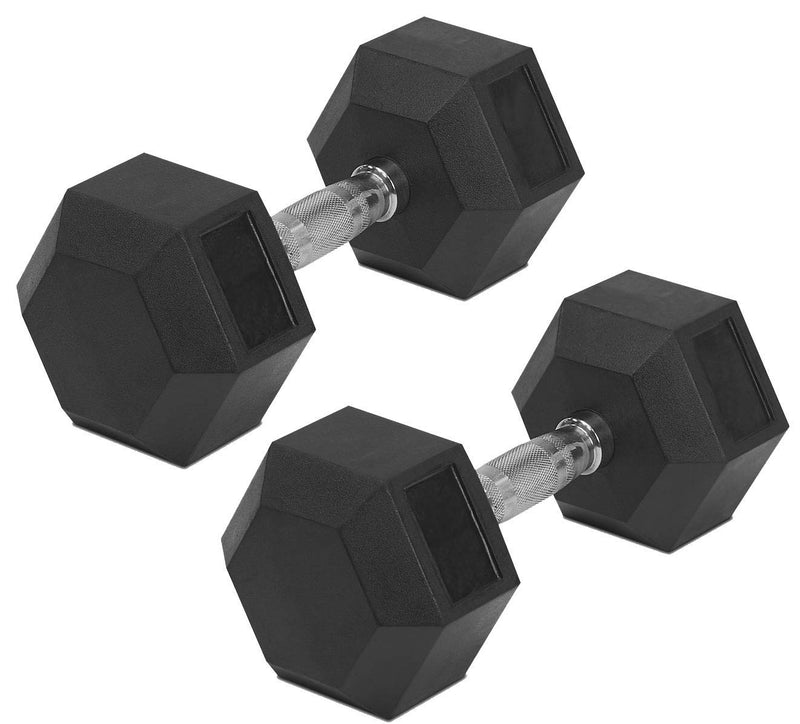 J MARQUE Rubber Coated Professional Hex Dumbbells (7.5 Kg X 2 Pcs = 15 Kg) ; Hex Dumbbells, Black