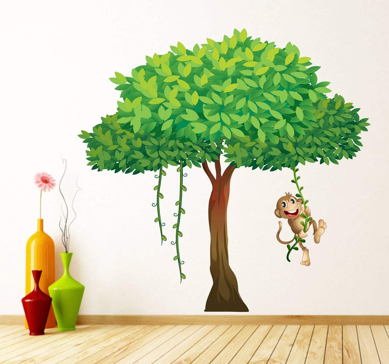 Tuffuk Tree with Monkey Large Vinyl Wallstickers for Home Decorations(70 cm x 70 cm)5TZ249