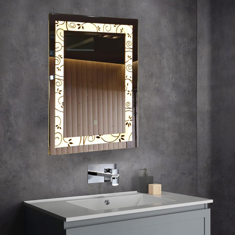 TINITALO Rectangular LED Mirror for Bathroom with Back Light, Touch Sensor, and 3 Light Effects (LED-TIN-3, 24 x 48 Inch)