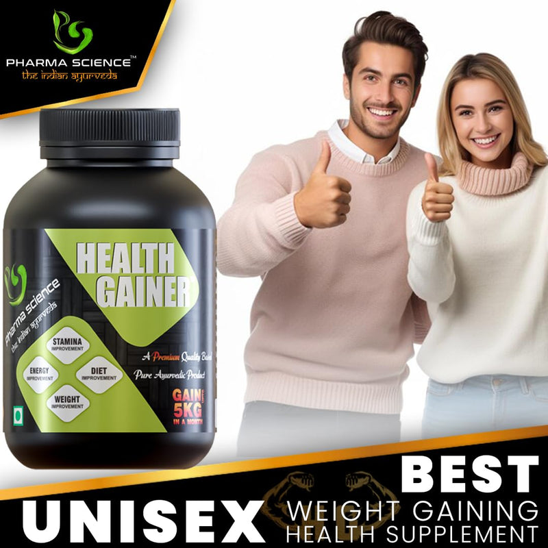 Pharma Science Ayurvedic Weight Gainer Supplement Powder for Men and Women - Increase Stamina, Muscle Mass Bulk & Overall Wellness with Natural Protein & Carbs | Health Gain with High Calories - 100gm