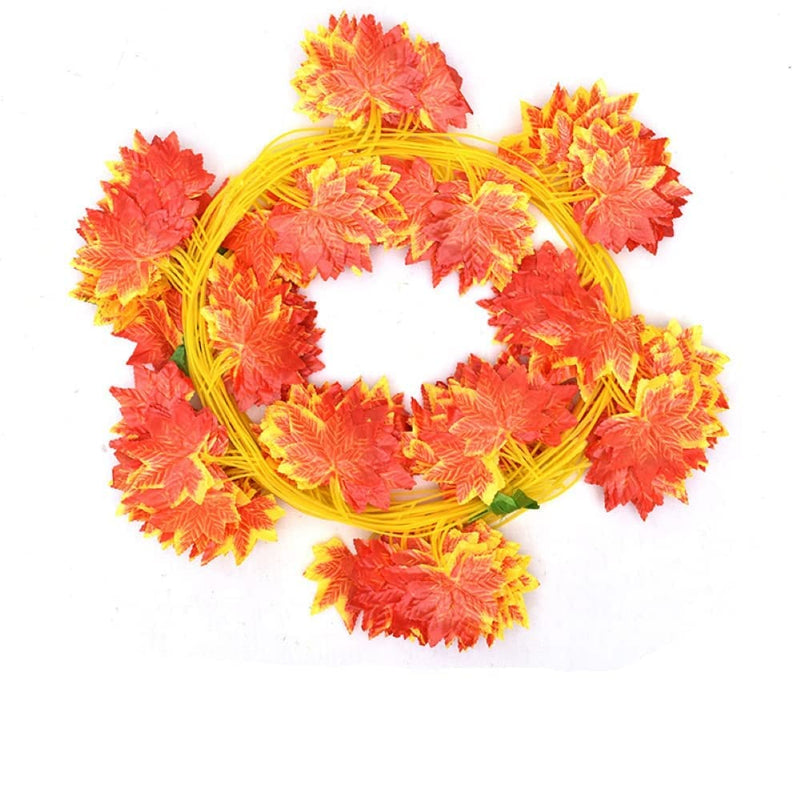 Daissy Raise Artificial Maple Orange Wall Hanging Money Plant Leaf Bail (12Strings, 7 ft Long) | Money Plant Garland Fancy Bail Wall Hanging Creepers for Home Decoration