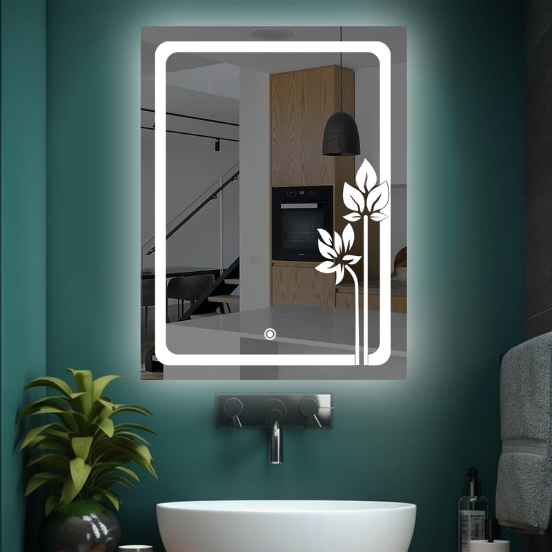 Sunsyze� Rectangular Led Mirror for Bathroom | Rectangular Mirror with Led Lights Bathroom, Living Room, Hall, Make up Room and Washbasin | 18 Inch X 24 inch | Unframed