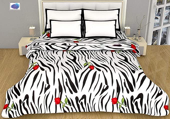 SK STORE Microfiber Organic Super Soft Heavy Warm | Floral Embossed Design | Light Weight Rajasthani Microfiber AC Blanket (Zebra, Double Bed)