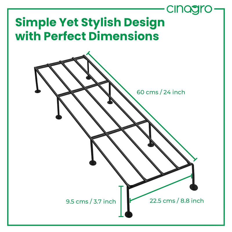 CINAGRO Anti Rust Rectangular Metal Plant Stand (Pack of 4) - 24 inches, Gardening Stand for Balcony, Indoor & Outdoor Use, Strong Durable Flower Pot Stand, Gamla Stand (Plants Not Included, Black)