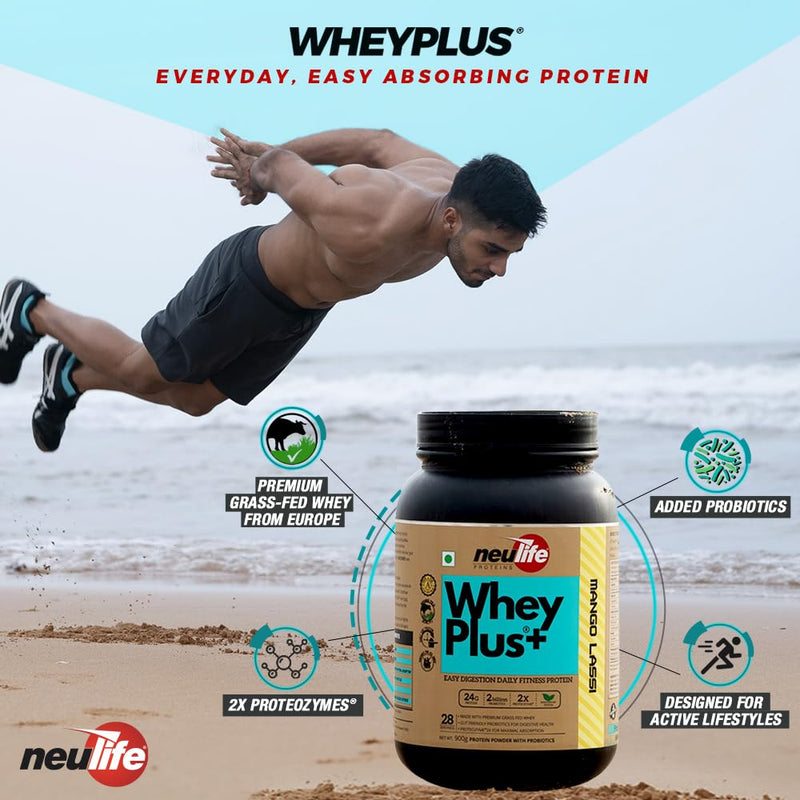 Neulife WHEYPLUS® Gut-friendly Grass-Fed Whey Protein Isolate Blend with Probiotics & Proteozymes 4lbs (Swiss Chocolate)