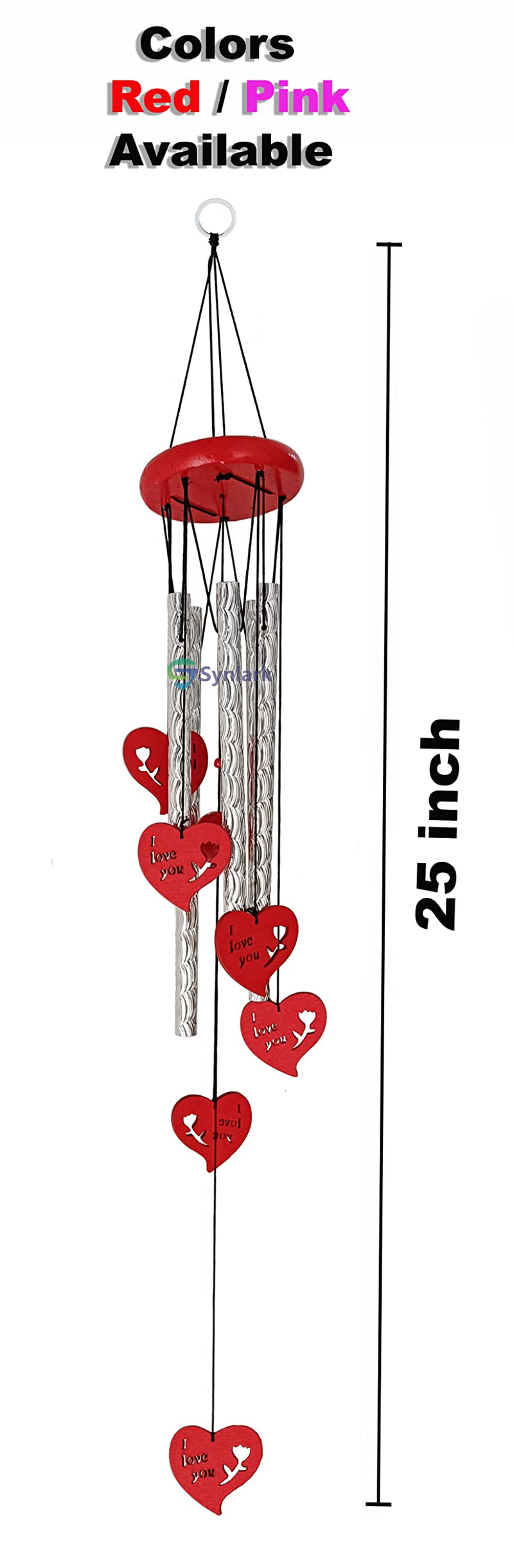 Synlark Wind Chimes for Home & Office Decoration (5 Pipe ILY Heart)