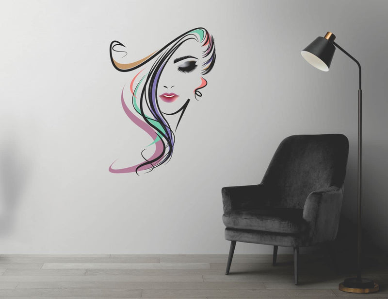 Ruhi Decor Saloon Girl Wall Sticker for Living Room/Bedroom/Office and All Decorative Wall Sticker PVC Stickers Waterproof Laminated Wall Stylish for Living Room