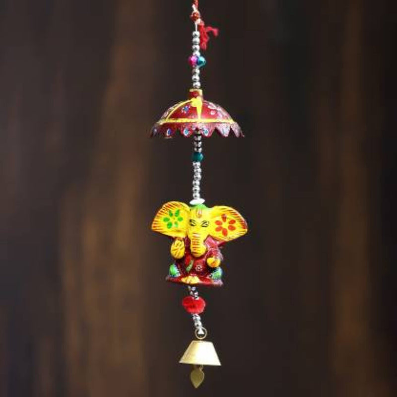 Suvasane Rajasthani Handcrafted Decorative Lord Ganesha Wall/Door/Window Hanging Bell (41X8X7 CM)