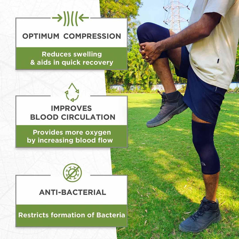 HEELIUM Bamboo Compression Knee Caps For Men & Women | Enhanced Knee Support | Knee Sleeves For Blood Circulation & Recovery | Durable & Odour-Free, One Size