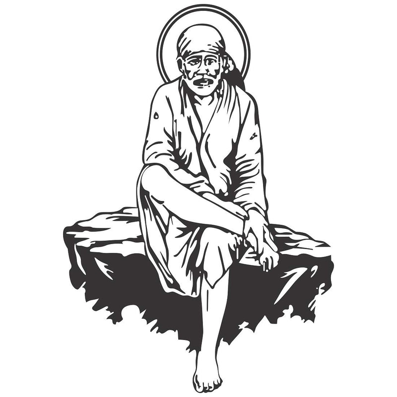 Tuffuk Lord Sai Baba Large Vinyl Wallstickers for Home Decorations(80 cm x 60 cm)5TZ424