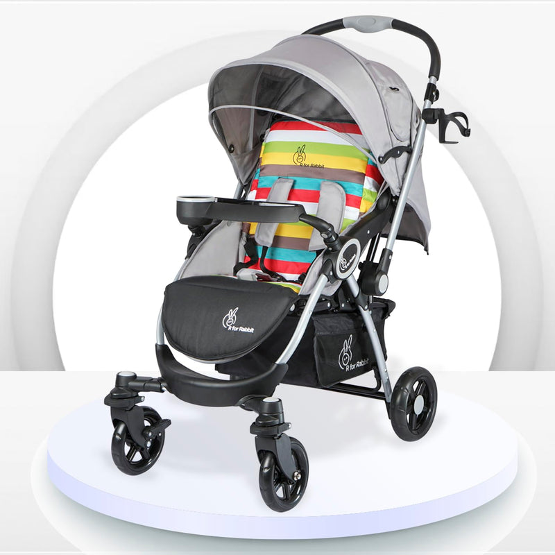 R for Rabbit Premium Chocolate Ride Stylish Baby Stroller and Pram for Baby, Kids, Infants, Newborn, Boys & Girls of 6 Months to 3 Years | 6 Months Warranty | (Rainbow)