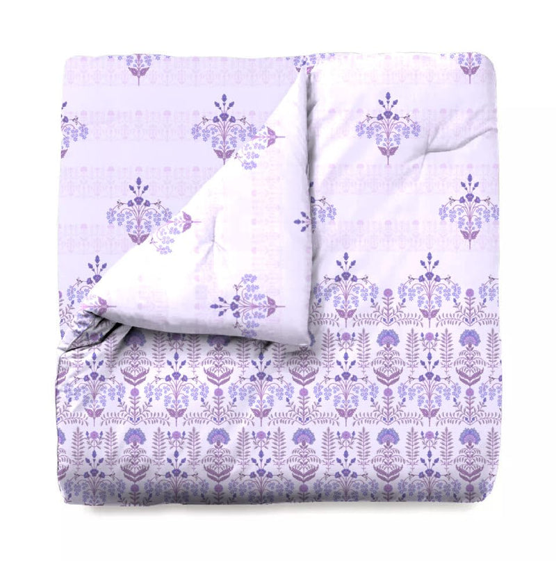 Trident Soft Comfort Bed in a Bag, Comforter with Bedsheet and Pillow Cover, 210 TC 100% Cotton 200 GSM Comforter, King Size Bedsheet Set with Comforter and Pillow Cover - Lilac Affair