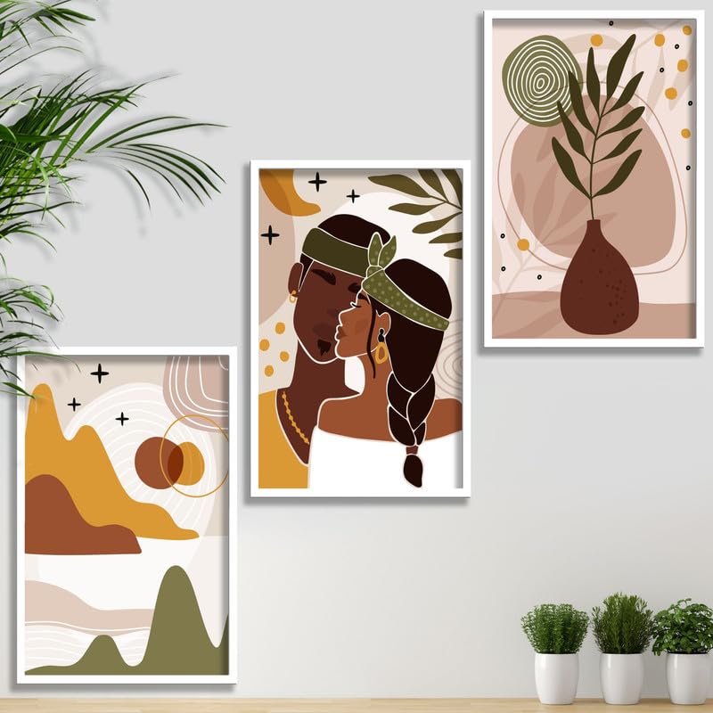 SAF paintings Set of 3 Modern Boho Art Wall Painting For Home And Office ol-COMBO-2079-K3