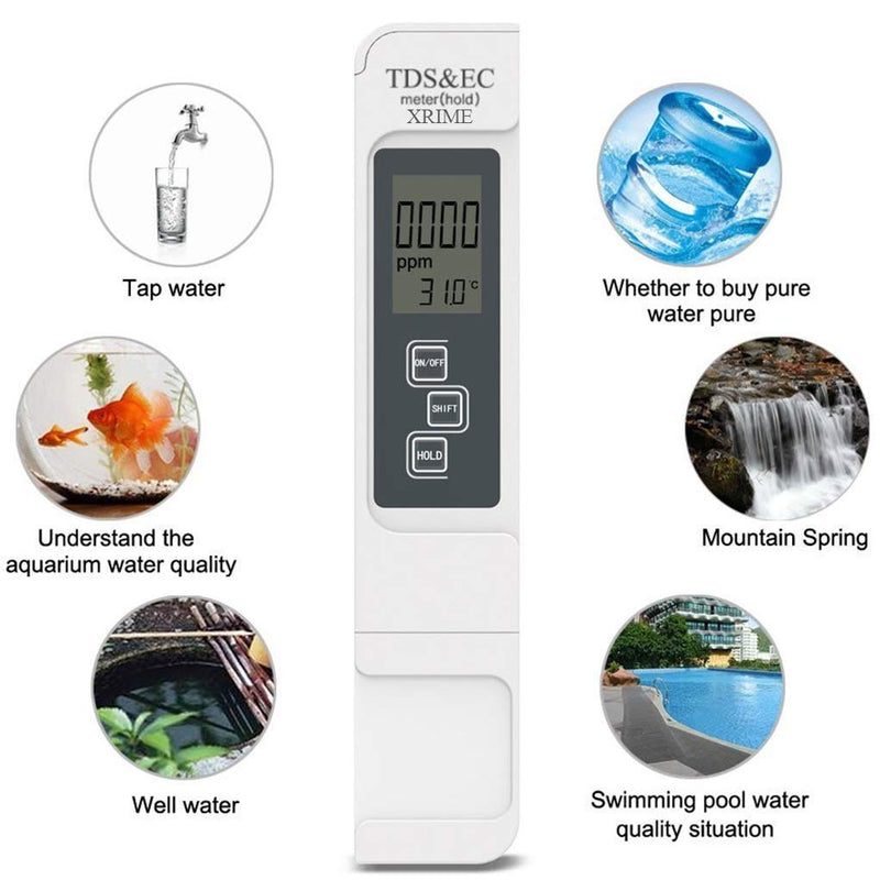 WOLBLIX Digital PH Meter and TDS&EC Meter, Water Quality EC Tester, Auto Calibration, Ideal Kit for Aquarium, Swimming Pool, Drinking Water