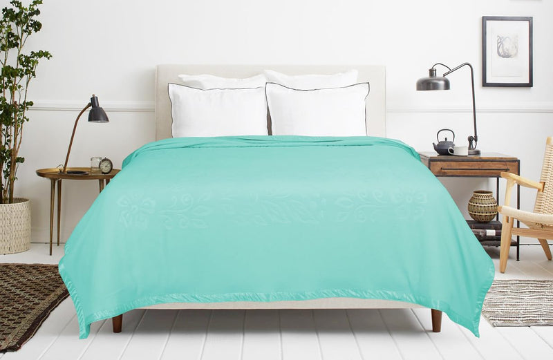 VAS COLLECTIONS True North Luxury Micro Fleece Blanket/AC Quilt/Dohar With Antipill Property For Double Bed (90 x 86 inches) |UltraSoft & Lightweight Antipilling Blanket With Satin Piping Border(Aqua)