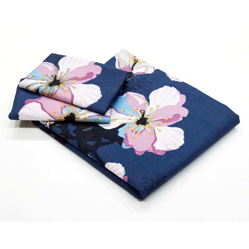 Filymore Bed Sheet Set for Double Bed Small Size, Floral Pattern, Double Bedsheet Microfiber with 2 Pillow Covers, Blue