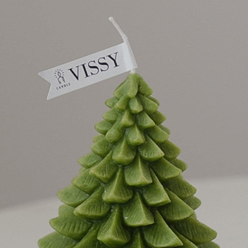 ATORSE® Christmas Tree Wax Scented Candle Creative Curve Home Decor Prop Olive Green