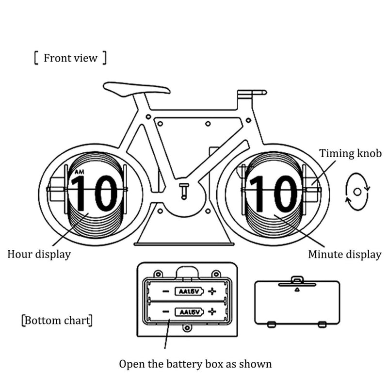 KABB Flip Clock, Retro Style Bicycle Shaped Flip Down Clock, Classical Mechanical Desk Clock, Digital Display with Battery Powered for Home & Office Décor (White)