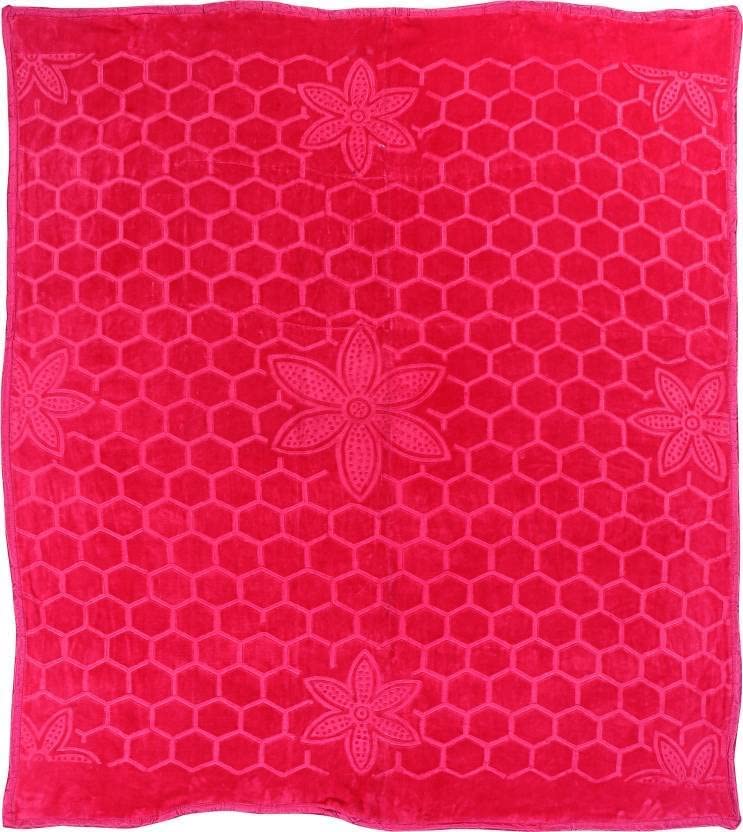 VERDECO Embossed, Floral 500 TC Lightweight Super Soft Cosy Warm Single Bed Floral Mink Blanket for Winter, Ac Bed Blanket (Pink, Double -85x85 Inch)