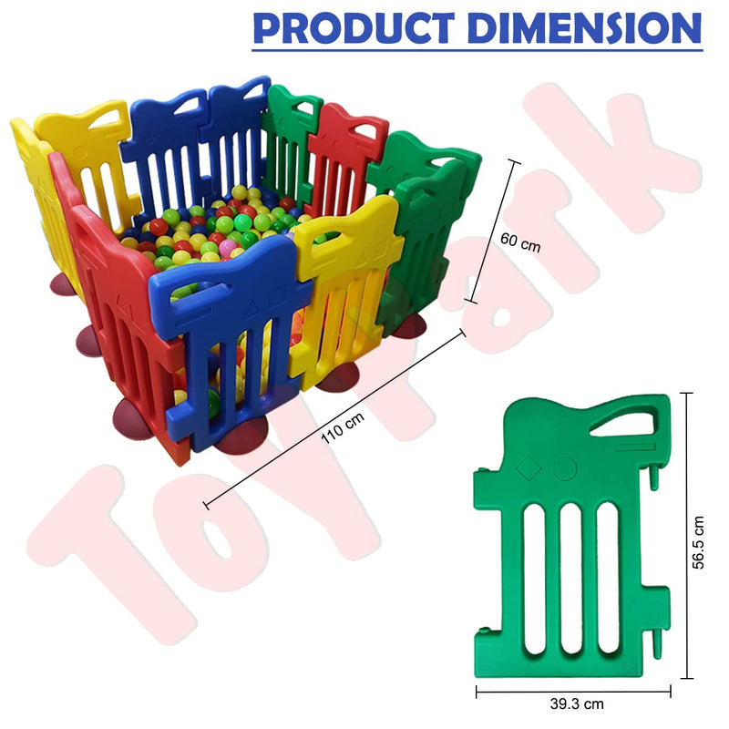 Toy Park Baby Playpen Kids Activity Centre Safe & Spacious Play Yard Home Indoor Outdoor, Happy Game Enclosure Ball Pool Area for Toddlers (Multicolour, 12 Panel Set)