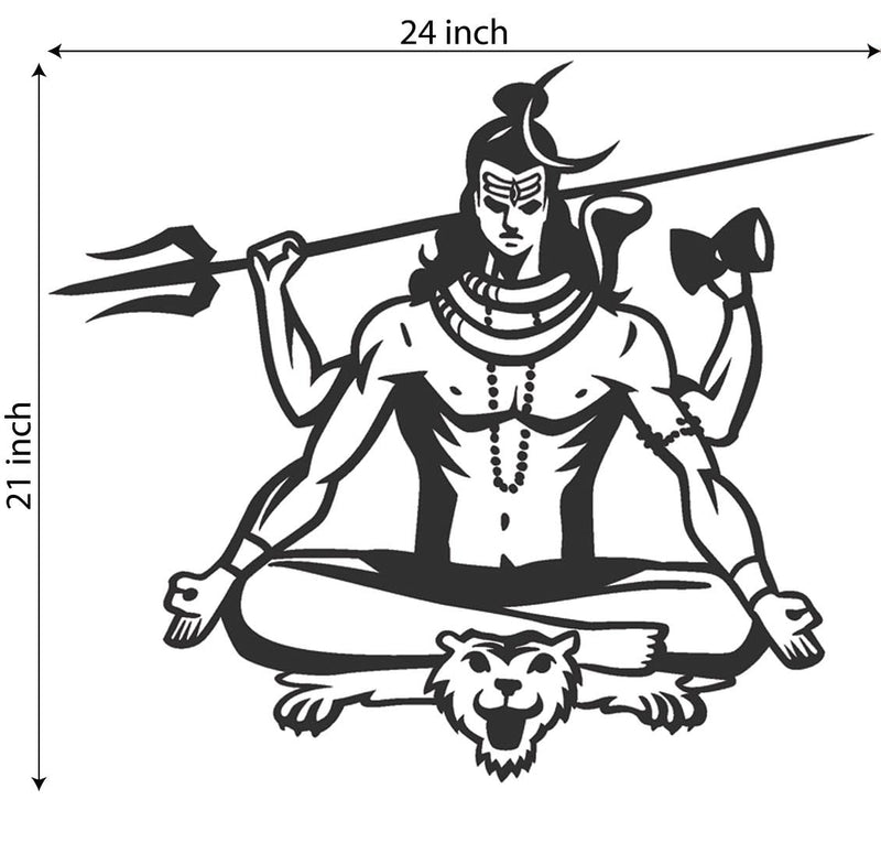 CVANU Mahadev Transparent Self-Adhesive Vinyl Wall Sticker for Wall Decoration (21inX24in)_S285