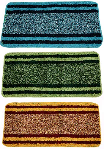 Kuber Industries Rectangular Design Soft Cotton Door Mat (Multicolour, Standard, CTKTC032514), 3 Pieces