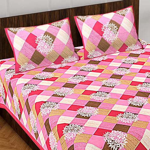 BedZone 100% Cotton Rajasthani Jaipuri Traditional Floral King Size Double Bedsheet with 2 Pillow Covers - Cotton Bedsheet 50