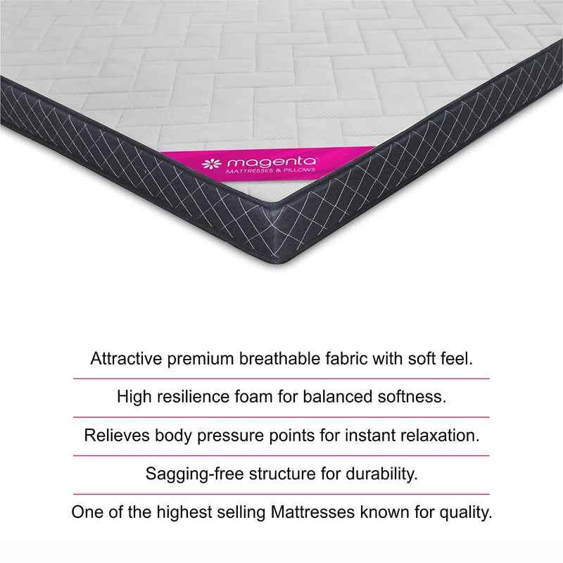 Magenta Eternity 5 Inch High Resilience Foam Dual Comfort Mattress, King Size Medium Firm Mattress with Superior Comfort Body Support Foams Mattress -(White, 72 X 72 X 5 Inch)