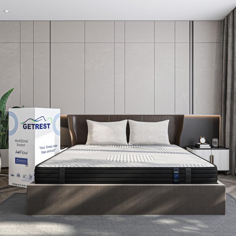 GetRest Adapt Pocket Spring and Memory Foam Mattress | 4 Layers | 8 Inch Queen Size Mattress| Doctor Certified with 4D Sleep Technology | Back Pain Relief | 75x70 |10 Year Warranty