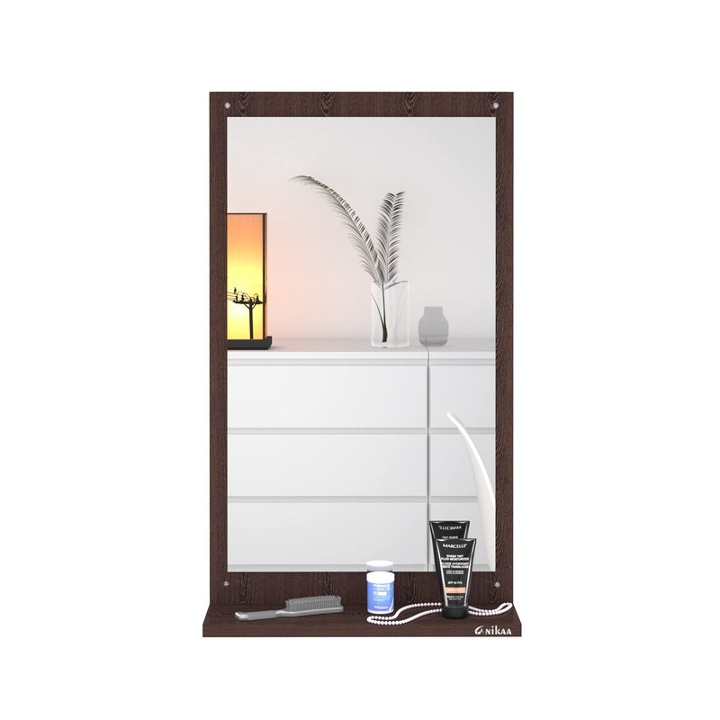 Anikaa Maria Engineered Wood Matte Finish Rectangular Wall Mount Hanging Dressing Table Framed Mirror (Wenge, , 40 X 1.7 X 71 cm)