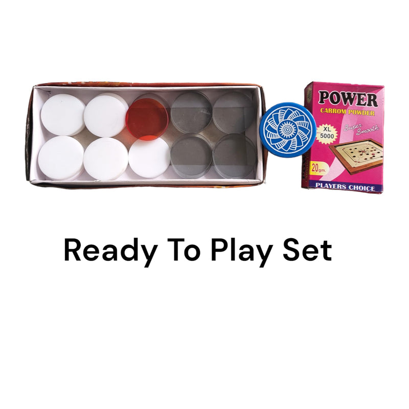 RMP Carrom Board for Kids 20 inches Glossy Finish with Carrom Board Coins Fiber, Carrom Board Striker and Magic boric Powder, Carrom Board for Play.