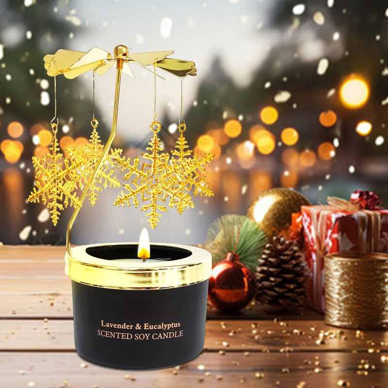 Snowflake Gifts for Women-Unique Birthday, Mother's Day, Friendship Gifts for Mom, Sister and Friends,Rotatable Scented Candles Gifts for Women Who Have Everything.